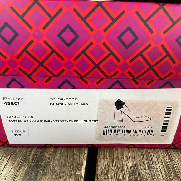 NIB Tory Burch Josephine Black Velvet Pumps Size 7.5 - Picture 7 of 11